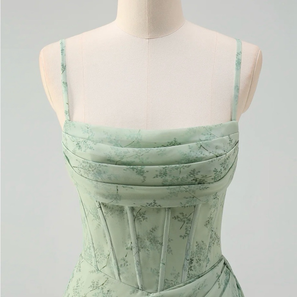 Strapless Mint Green Floral Dress - barely worn, like new!!!!!